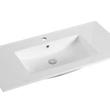 Keramische Wastafel Sally 100x45x2cm Wit met kraangat en overloop