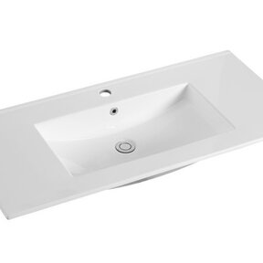 Keramische Wastafel Sally 100x45x2cm Wit met kraangat en overloop