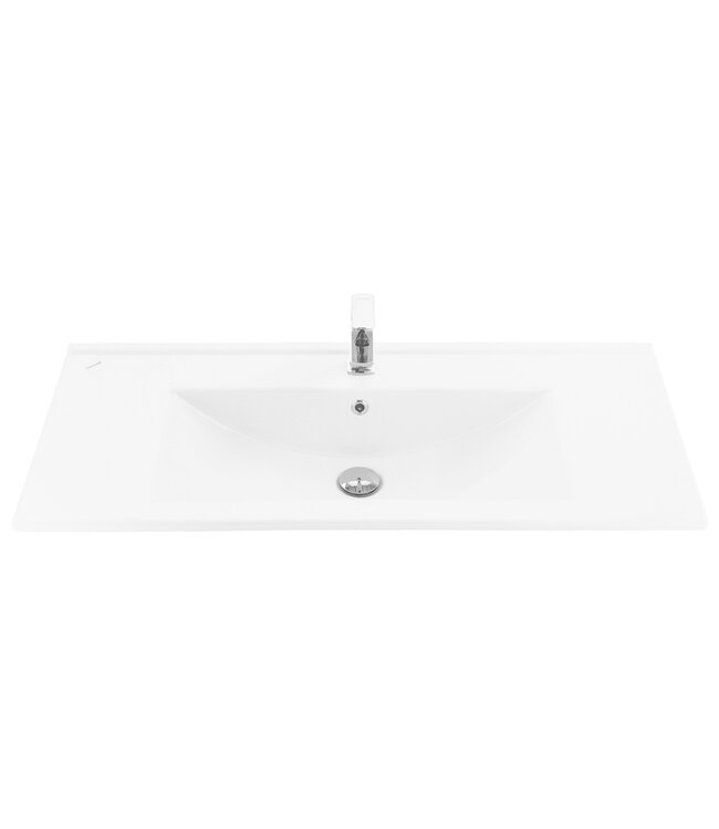 Keramische Wastafel Sally 100x45x2cm Wit met kraangat en overloop