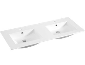Keramische Wastafel Sally 120x45x2cm Wit met kraangat en overloop