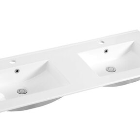 Keramische Wastafel Sally 120x45x2cm Wit met kraangat en overloop