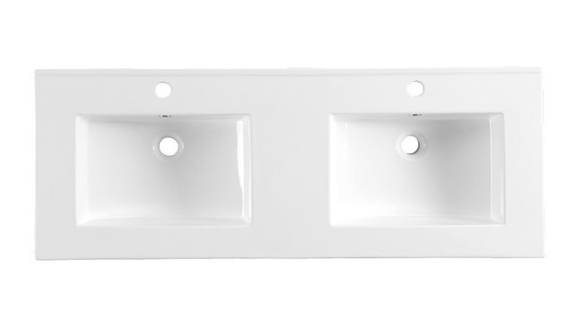 Keramische Wastafel Sally 120x45x2cm Wit met kraangat en overloop