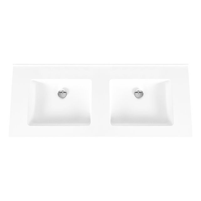 Creavit Sally Badkamermeubel Mat zwart 160x50x45cm met Solid Surface Wastafel met overloop zonder kraangat vier lades softclose.