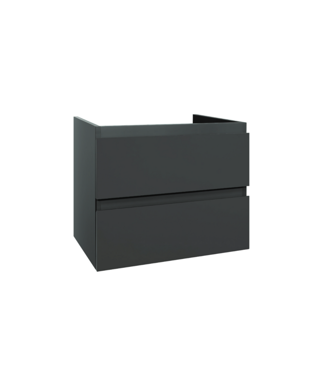 CREAVIT Badkamermeubel 160x46x50cm Mat Eiken 4 softclose lades - Wastafel Solid Surface Dubbele wasbak zonder kraangaten