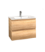 Badkamermeubel 160x46x50cm Mat Eiken 4 softclose lades - Wastafel Solid Surface Dubbele wasbak zonder kraangaten