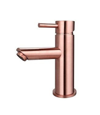 SANI-SUPPLY Wastafelkraan Laag Mia Geborsteld Koper Opbouw Messing