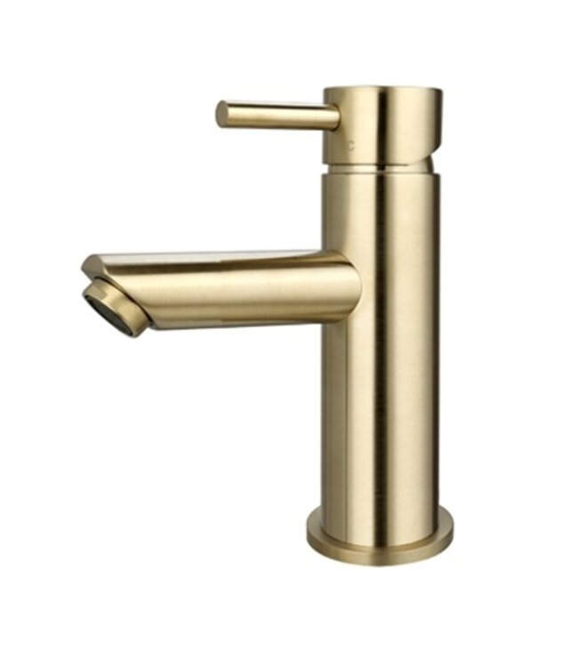 SANI-SUPPLY Wastafelkraan Laag Mia Geborsteld Koper Opbouw Messing