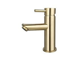 Wastafelkraan Laag Mia Geborsteld Goud Opbouw Messing
