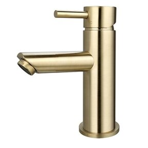 Wastafelkraan Laag Mia Geborsteld Goud Opbouw Messing