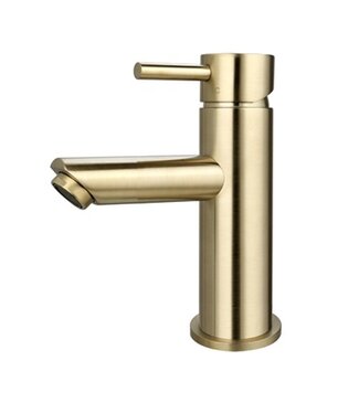 SANI-SUPPLY Wastafelkraan Laag Mia Geborsteld Goud Opbouw Messing