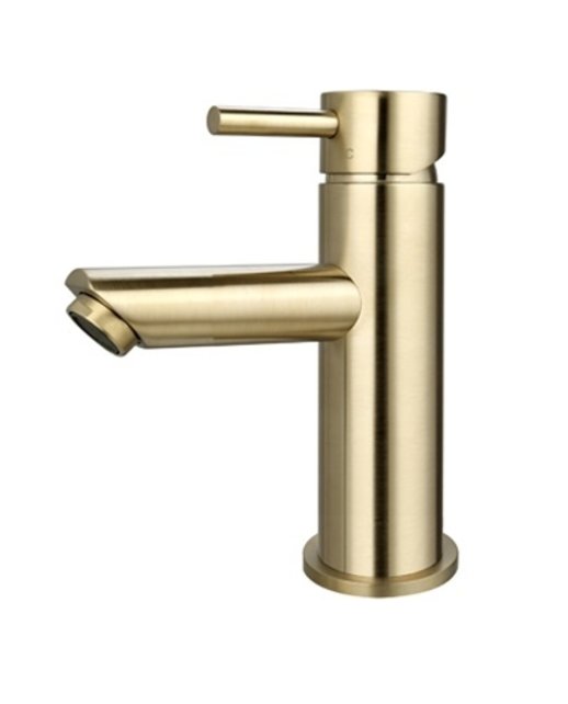 Wastafelkraan Laag Mia Geborsteld Goud Opbouw Messing