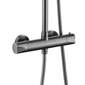 Regendoucheset Mila Gunmetal Rond Opbouw Thermostatisch Hoofddouche 20 cm