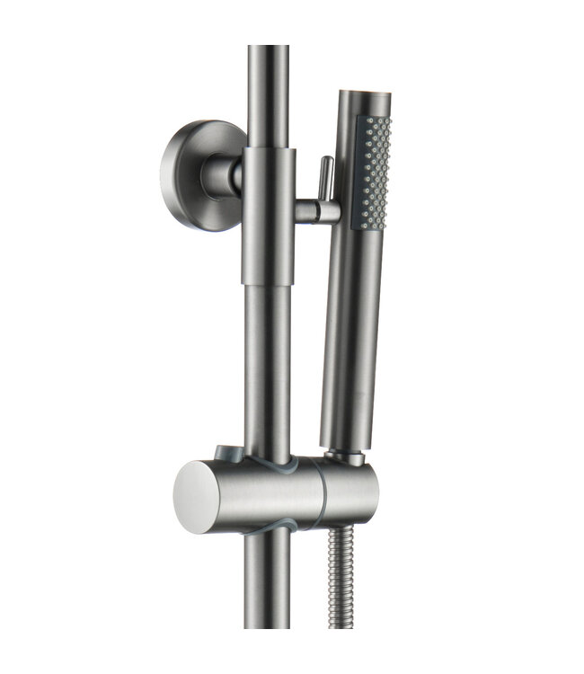 ALONI Regendoucheset Mila Gunmetal Rond Opbouw Thermostatisch Hoofddouche 20 cm