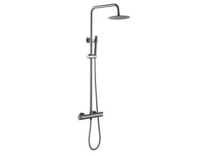 Regendoucheset Mila Gunmetal Rond Opbouw Thermostatisch Hoofddouche 20 cm