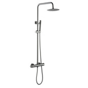 Regendoucheset Mila Geborsteld Goud Rond Opbouw Thermostatisch Hoofddouche 20 cm Regendoucheset Mila Geborsteld Goud Rond Opbouw Thermostatisch Hoofddouche 20 cm