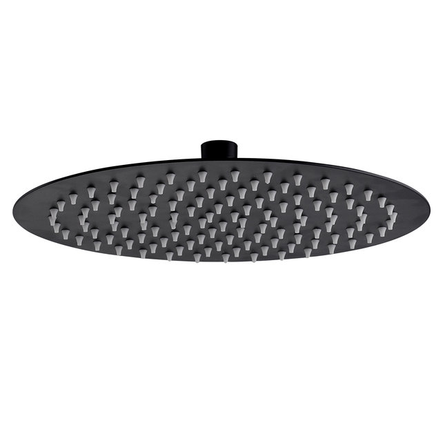 Regendoucheset Mila Mat Zwart Rond Opbouw Thermostatisch Hoofddouche 20 cm Regendoucheset Mila Mat Zwart Rond Opbouw Thermostatisch Hoofddouche 20 cm