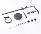 Regendoucheset Mila Gunmetal Rond Opbouw Thermostatisch Hoofddouche 20 cm