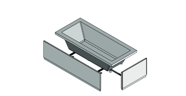 Creavit Pearl acryl inbouw ligbad 170x70 cm hoogglans Wit met badpoten excl. ombouw
