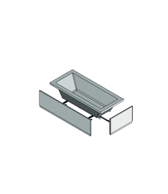 ALONI Creavit Pearl acryl inbouw ligbad 170x70 cm hoogglans Wit met badpoten excl. ombouw