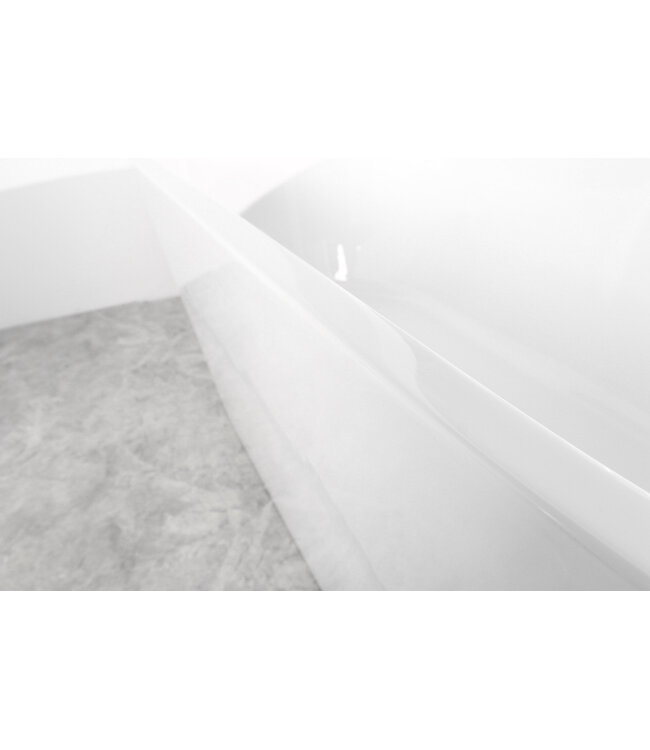 Half Vrijstaand bad Diamond Ovaal 80x170x58cm Glasvezelversterkt Acryl Glans Wit met Badwaste en Overloop