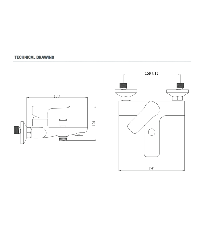 ALONI Badkraan Creavit Force Zwart Mat - Bad/douchemengrkaan 15 HOH
