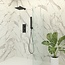 Regendoucheset Inbouw Muur Genoa Thin 20cm Vierkant Mat Zwart Thermostaatkraan Handdouche