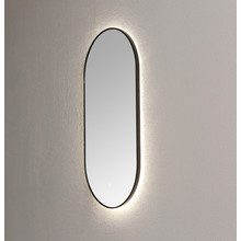 Badkamerspiegel Lana Lux Zwart Ovaal 90x45x3 cm met LED-verlichting 3-kleuren dimbaar touch sensor