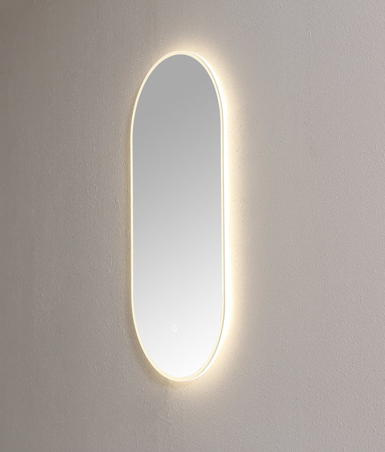 Badkamerspiegel Lana Lux Zwart Ovaal 90x45x3 cm met LED-verlichting 3-kleuren dimbaar touch sensor Badkamerspiegel Lana Lux Zwart Ovaal 90x45x3 cm met LED-verlichting 3-kleuren dimbaar touch sensor