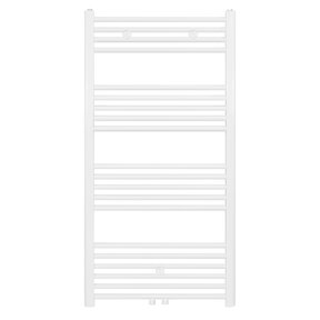 Handdoekradiator Girne Mat Wit Geborsteld 120x60 cm 616 WATT Midden aansluiting