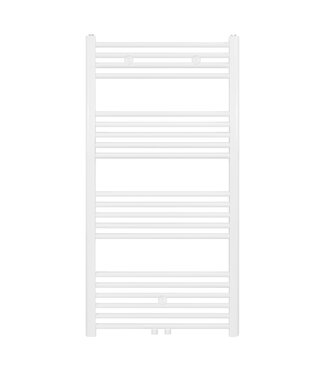 BELRAD Handdoekradiator Girne Mat Wit Geborsteld 120x60 cm 616 WATT Midden aansluiting