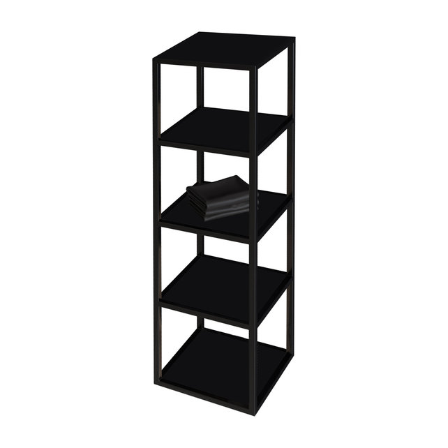 Kolomkast Industrieel Mat Zwart 135x35x30cm metalen Frame Badkamerkast