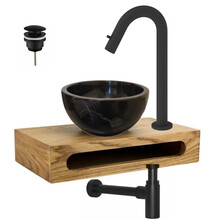 Parro fontein planchet set Zwart Cinci met marmer fonteinkom Zwart