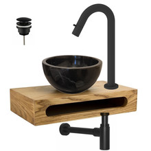 Parro fontein planchet set Zwart Cinci met marmer fonteinkom Zwart