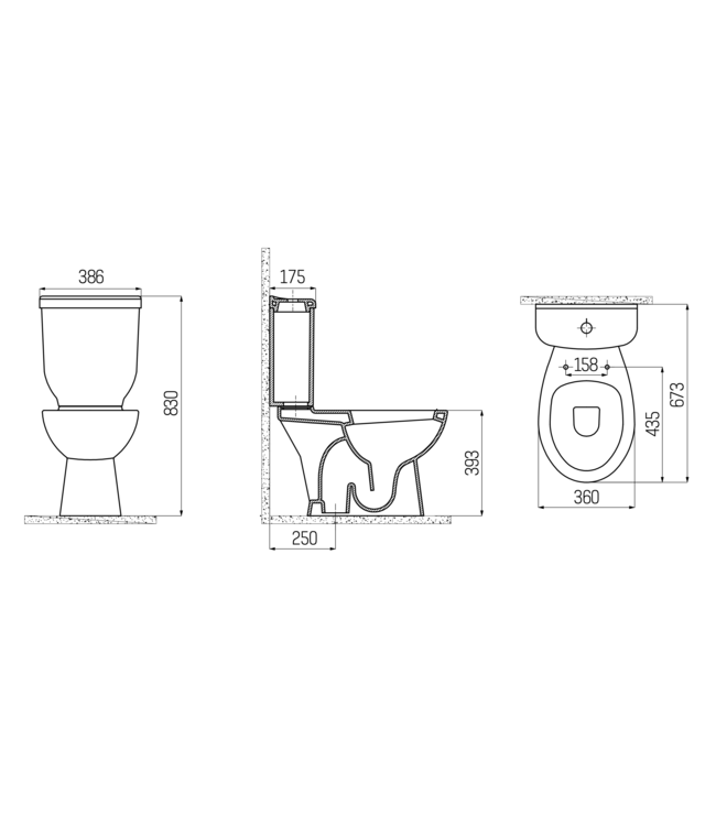 Staand toilet met bidet Sedef S-trap Wit OA incl. toiletbril softclose
