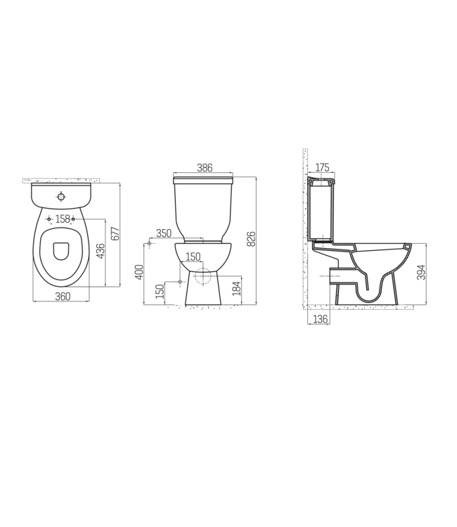CREAVIT Staand toilet met bidet Sedef P-trap Wit PK incl. toiletbril softclose