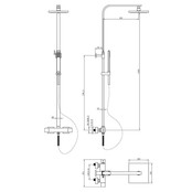 Regendouche set Cube opbouw vierkant chroom Hoogte verstelbaar Compleet Ø20cm Regendouche set Cube opbouw vierkant chroom Hoogte verstelbaar Compleet Ø20cm
