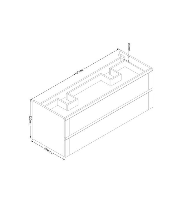 Wastafelonderkast Trend Wood Eiken 120x47x50 cm met greeplijst twee lades softclose