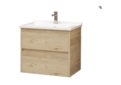 Badkamermeubel Hayat 80x52x46 cm Eiken met keramische wastafel 2 lades Greeploos Badkamermeubel Hayat 80x52x46 cm Eiken met keramische wastafel 2 lades Greeploos