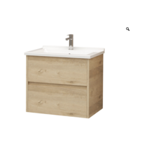 Badkamermeubel Hayat 80x52x46 cm Eiken met keramische wastafel 2 lades Greeploos