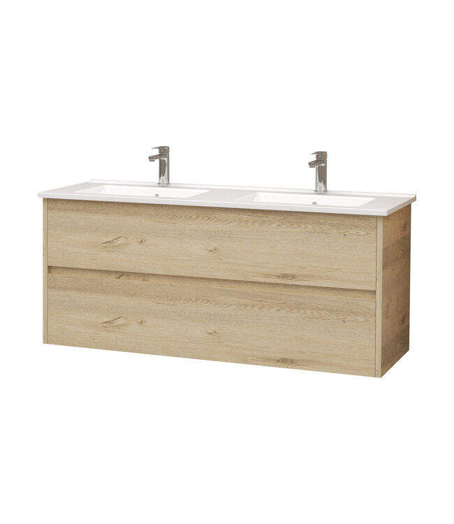 Badkamermeubel Hayat 80x52x46 cm Eiken wastafel 2 lades Greeploos
