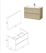 Badkamermeubel Hayat 80x52x46 cm Eiken wastafel 2 lades Greeploos