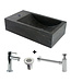 Fonteinset Natuursteen Recto Rechthoek Links 40x22x10cm Antraciet incl. fonteinkraan, Sifon en rooster