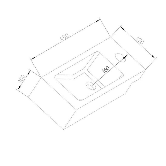 Fonteinset Natuursteen Slim 45x17x10 cm Rechthoek Rechts Antraciet incl. Fonteinkraan, Sifon en Rooster