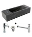 Fonteinset Natuursteen Slim 45x17x10 cm Links Rechthoek Antraciet incl. Fonteinkraan, Sifon en Rooster
