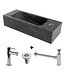 Fonteinset Natuursteen Slim 45x17x10 cm Links Rechthoek Antraciet incl. Fonteinkraan, Sifon en Rooster