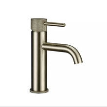 Wastafelkraan Opbouw Ribbed Geborsteld goud wastafel mengrkaan laag