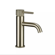 Wastafelkraan Opbouw Ribbed Geborsteld goud wastafel mengrkaan laag