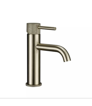 SANI-SUPPLY Wastafelkraan Opbouw Ribbed Geborsteld goud wastafel mengrkaan laag