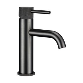 Wastafelkraan Opbouw Ribbed Gunmetal wastafel mengrkaan laag