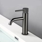 Wastafelkraan Opbouw Ribbed Gunmetal wastafel mengrkaan laag